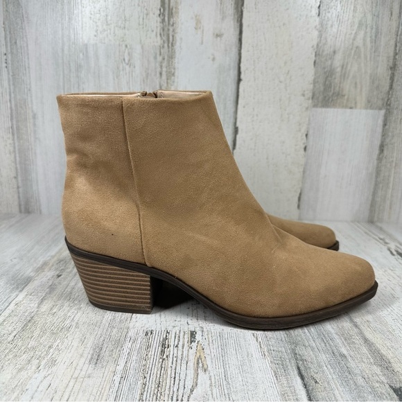 New BP Wallis Western Toe Block Heel Beige Bootie #116 - Picture 4 of 9